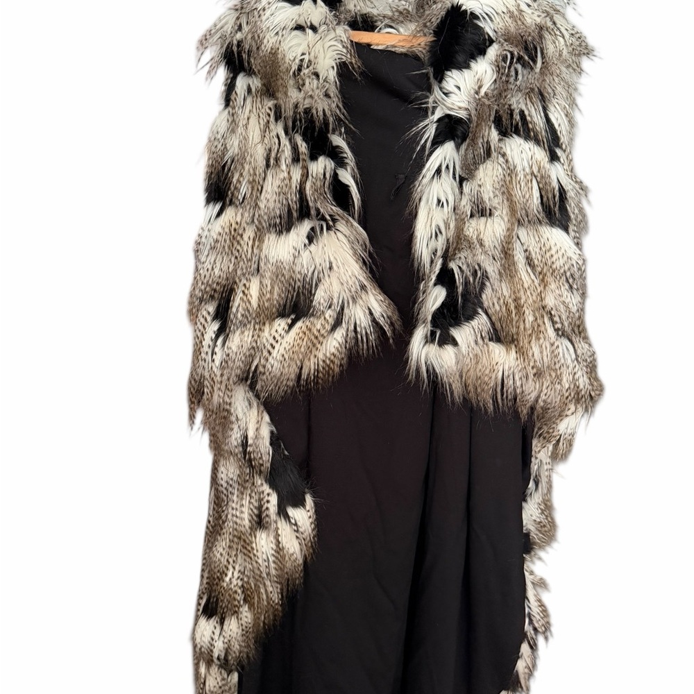 Faux Fur Vest with Black Dress